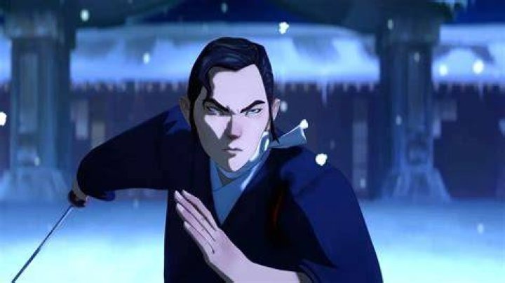 Mizu during a fight in season 1 of 'Blue Eye Samurai'.